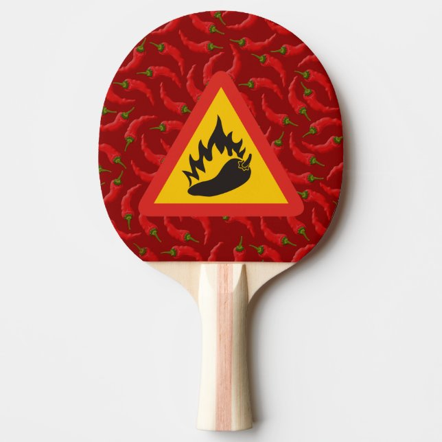 Hot pepper danger sign ping pong paddle (Front)