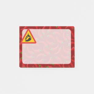 Hot pepper danger sign post-it notes