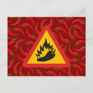 Hot pepper danger sign postcard