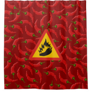Hot pepper danger sign shower curtain