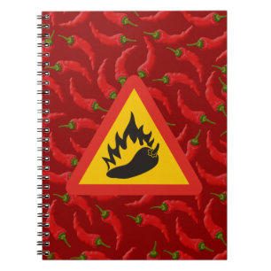 Hot pepper danger sign spiral notebook