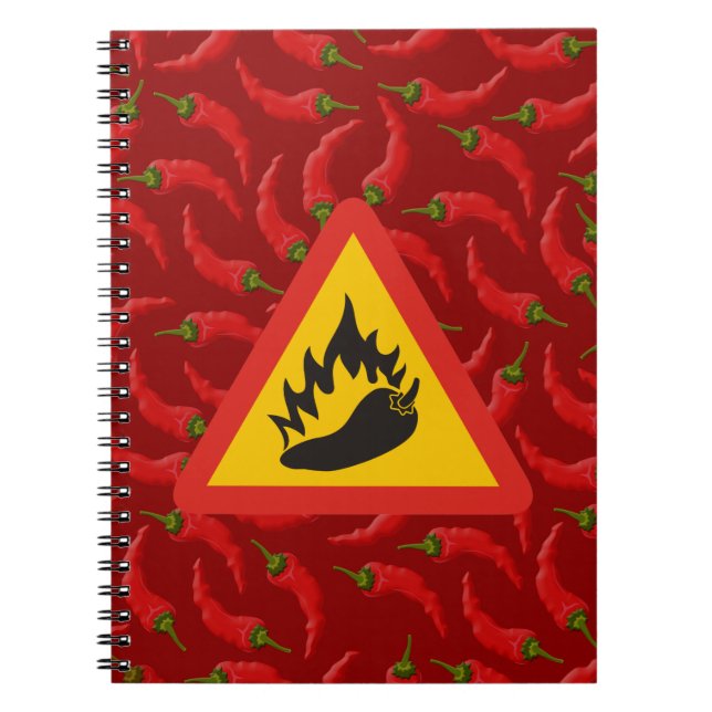 Hot pepper danger sign spiral notebook (Front)