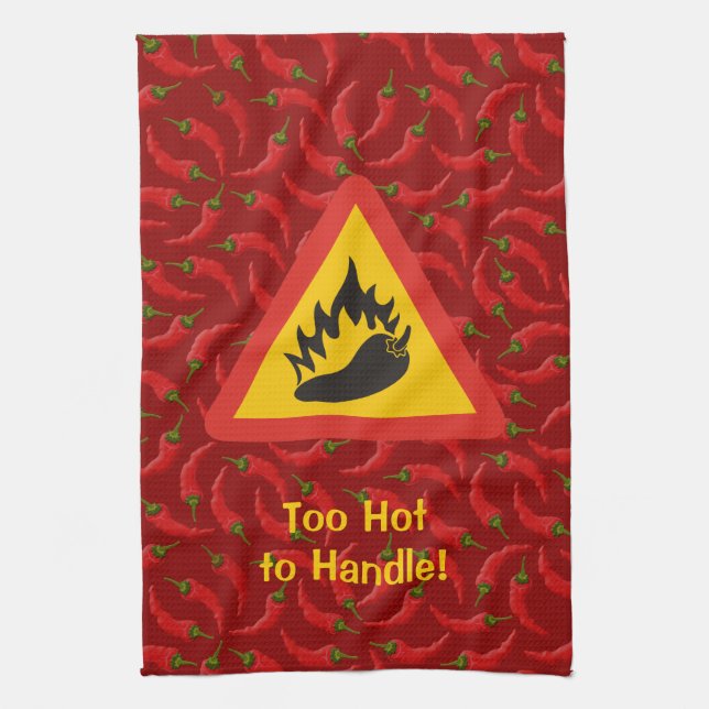 Hot Pepper Danger Sign Tea Towel (Vertical)