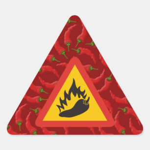 Hot pepper danger sign triangle sticker
