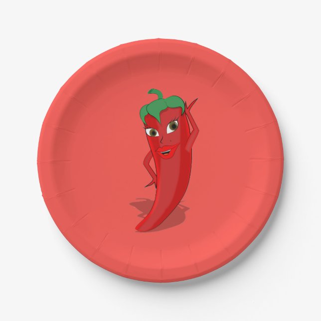 Hot Pepper Diva Paper Plate (Front)