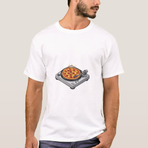 Hot Pepperoni Pizza Spinning on a Retro Turntable T-Shirt