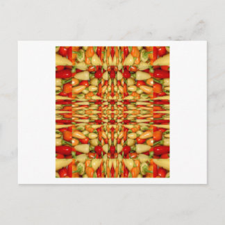 Hot peppers abstract repeat pattern postcard