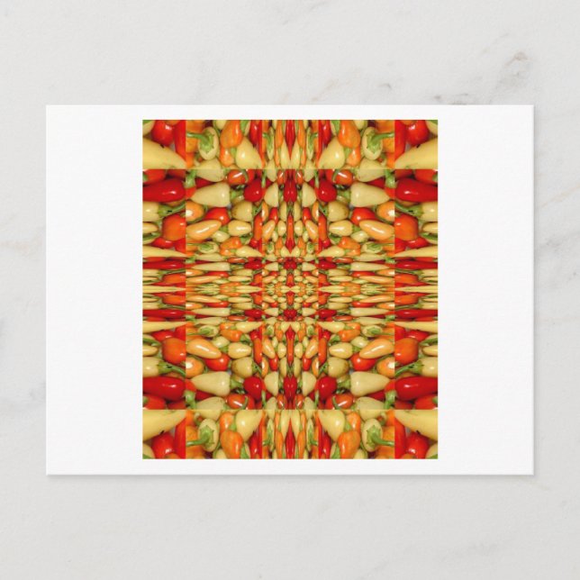 Hot peppers abstract repeat pattern postcard (Front)