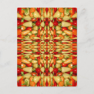 Hot peppers abstract repeat pattern postcard