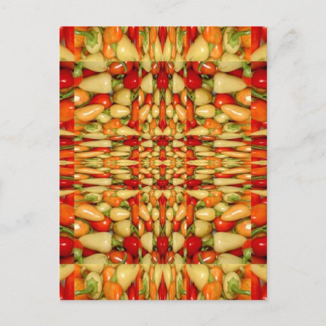 Hot peppers abstract repeat pattern postcard (Front)