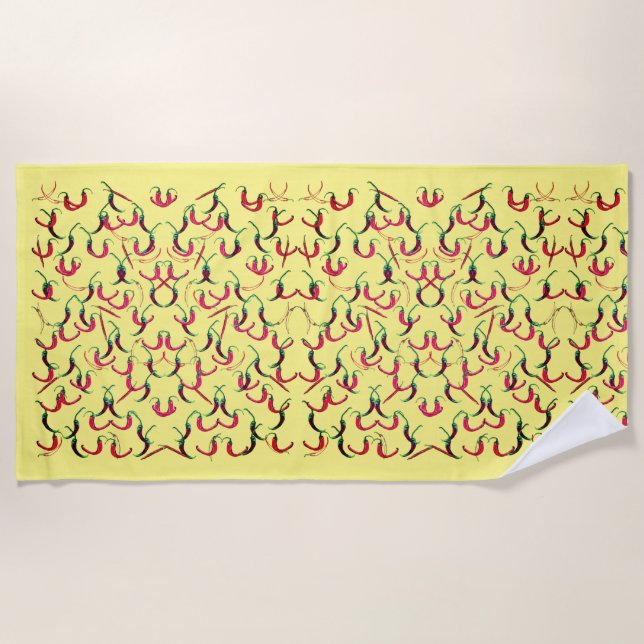 Hot Peppers  Beach Towel (Front)