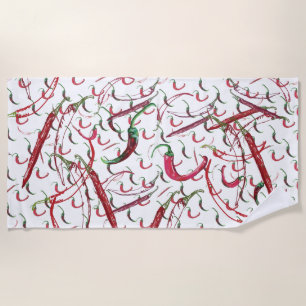 Hot peppers beach towel