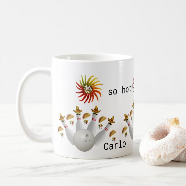 Hot Peppers Bowling Balls  Mug (With Donut)