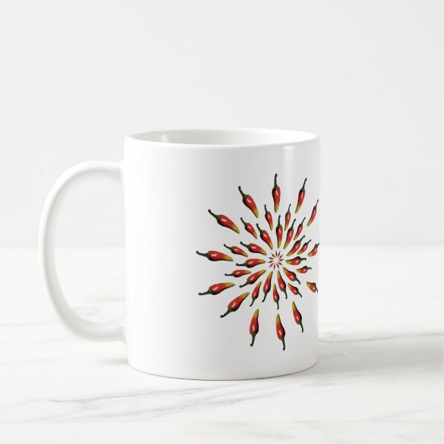 Hot Peppers Mandala Custom Name Coffee Mug (Left)