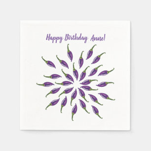 Hot Peppers Purple Mandala Art Napkin