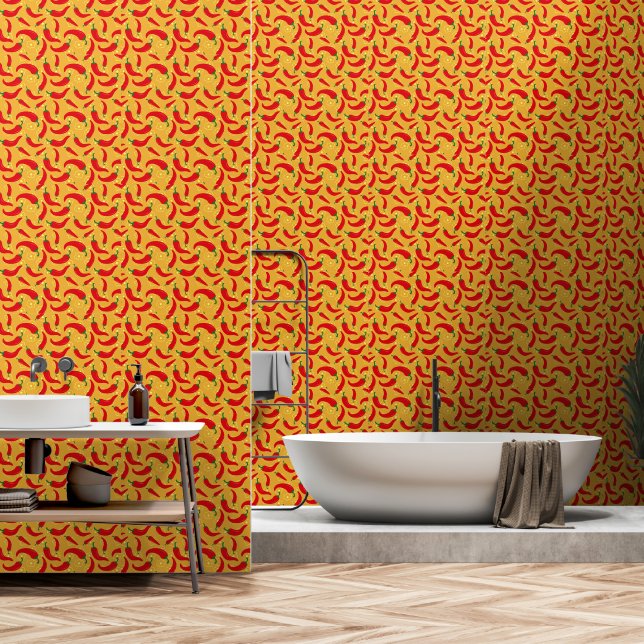 Hot Peppers Wallpaper (Bathroom)