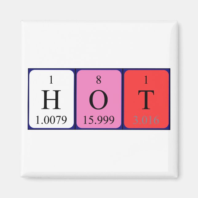 Hot periodic table name magnet (Front)