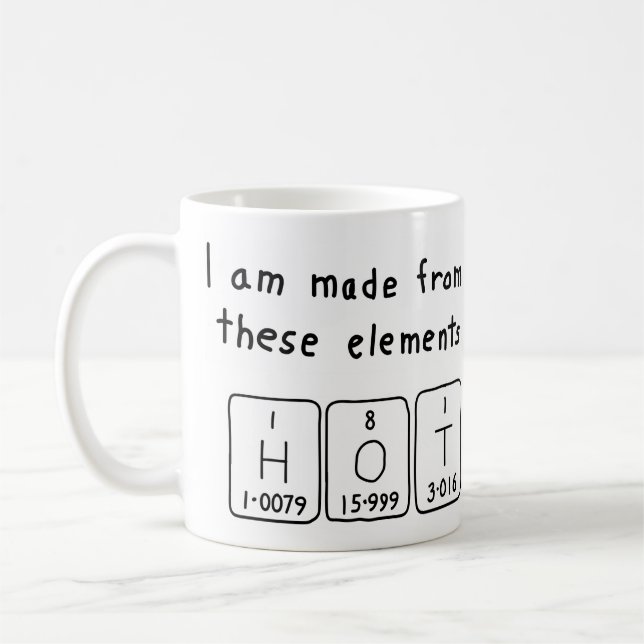 Hot periodic table name mug (Left)