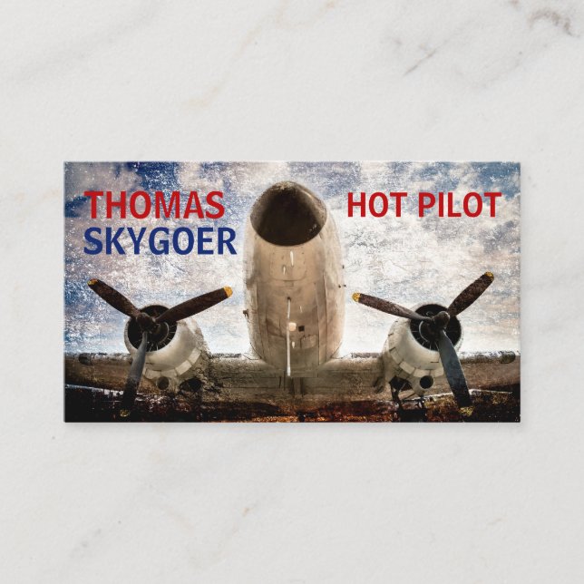 Hot pilot charter airline funny customisable business card (Front)
