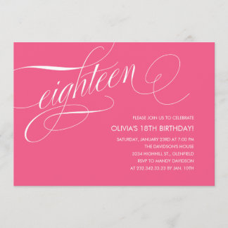 Hot Pink 18th Birthday Party Invitations