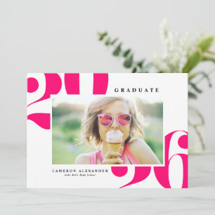 Hot Pink 2025 Bold Typography Photo Graduation Announcement
