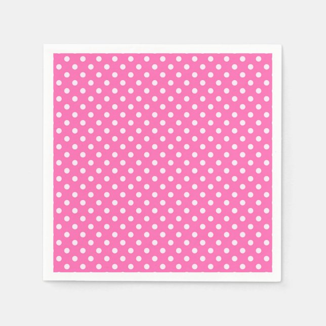 Hot Pink #2 and White Polka Dots Pattern Napkin (Front)
