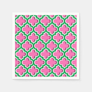 Hot Pink #2, Emerald, Wht Moroccan Quatrefoil #5DS Napkin