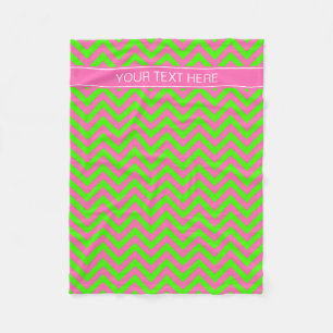 Hot Pink #2 Lime Green LG Chevron Name Monogram Fleece Blanket
