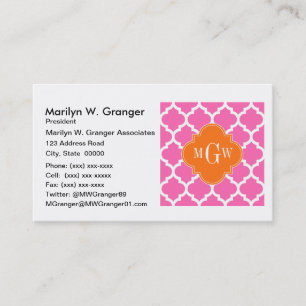 Hot Pink#2 Moroccan #5 Pumpkin 3 Initial Monogram Business Card