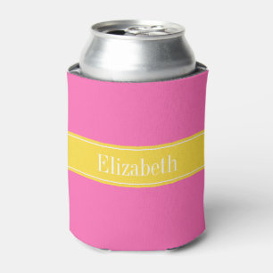 Hot Pink #2, Pineapple Ribbon Name Monogram Can Cooler