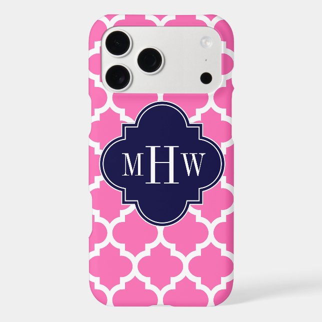 Hot Pink#2 Wht Moroccan #5 Navy 3 Initial Monogram (Back)