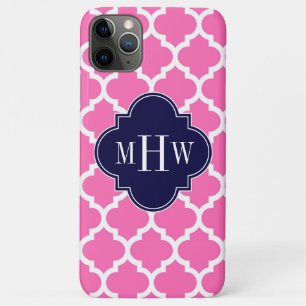 Hot Pink#2 Wht Moroccan #5 Navy 3 Initial Monogram Case-Mate iPhone Case