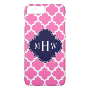 Hot Pink#2 Wht Moroccan #5 Navy 3 Initial Monogram Case-Mate iPhone Case