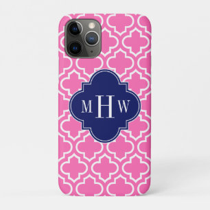 Hot Pink#2 Wht Moroccan #6 Navy 3 Initial Monogram Case-Mate iPhone Case