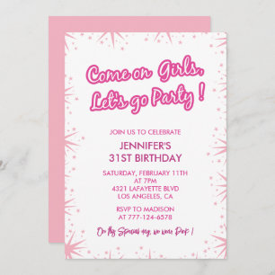 Hot pink 31st birthday invitations Sparkle Girl 