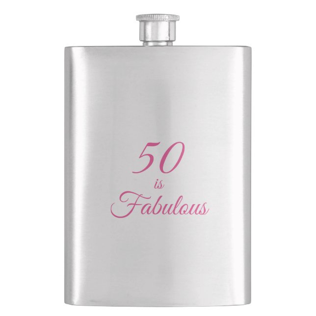 Hot Pink 50 is Fabulous  Hip Flask (Front)