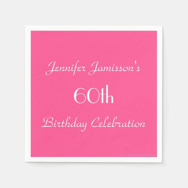 Hot Pink 60th Birthday Party Minimalist Paper Napkin (Front)