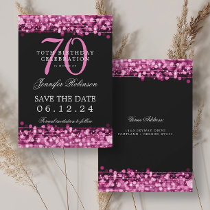 Hot Pink 70th Birthday Save the Date Invitation