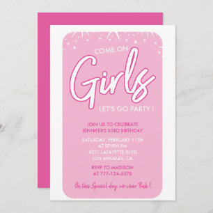 Hot pink 83rd birthday invitations Girl Modern