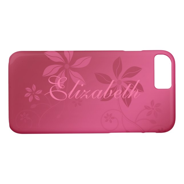 Hot Pink Abstract Floral Custom Name Case-Mate iPhone Case (Back (Horizontal))