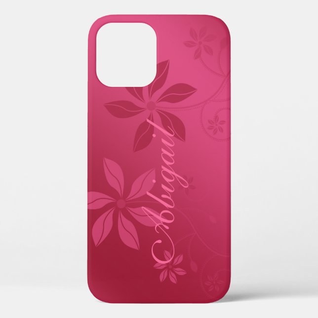 Hot Pink Abstract Floral Custom Name iPhone 6 case (Back)