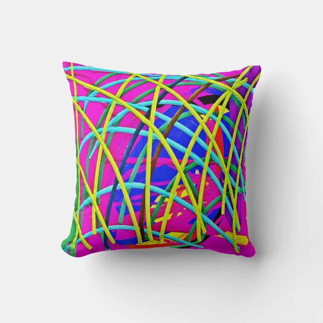 Hot Pink Abstract Girly Doodle Design Novelty Gift Cushion (Front)