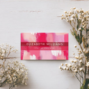 Hot Pink Abstract Modern Minimalist Business Card