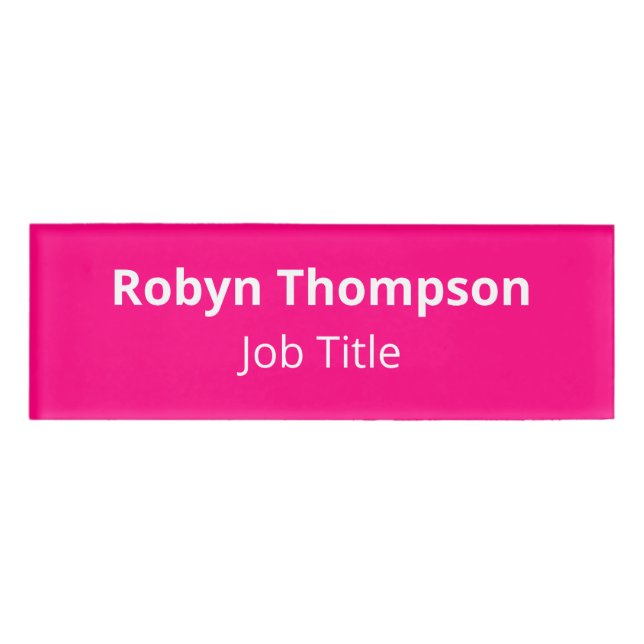 Hot Pink Acrylic Name Tag Magnetic Professional (Front)