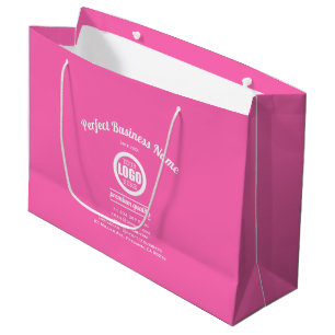 Hot Pink Add Your Logo Custom Girly Simple Elegant Large Gift Bag
