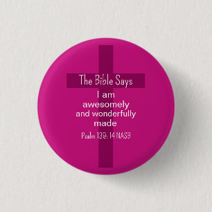 Hot Pink Affirmation Encouragement Christian 3 Cm Round Badge