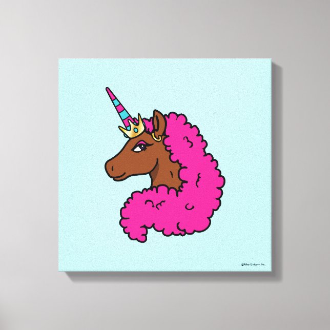 Hot Pink Afro Unicorn Canvas Print (Front)