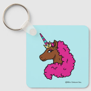 Hot Pink Afro Unicorn Key Ring