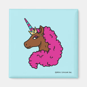 Hot Pink Afro Unicorn Magnet