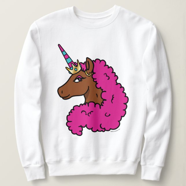 Hot Pink Afro Unicorn Sweatshirt (Design Front)